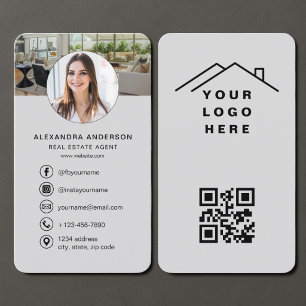 Onroerend Goed Agent Gray QR Code Foto Visitekaartje