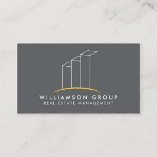 Onroerend goed, Architect, Gebouw Logo op Grey Visitekaartje