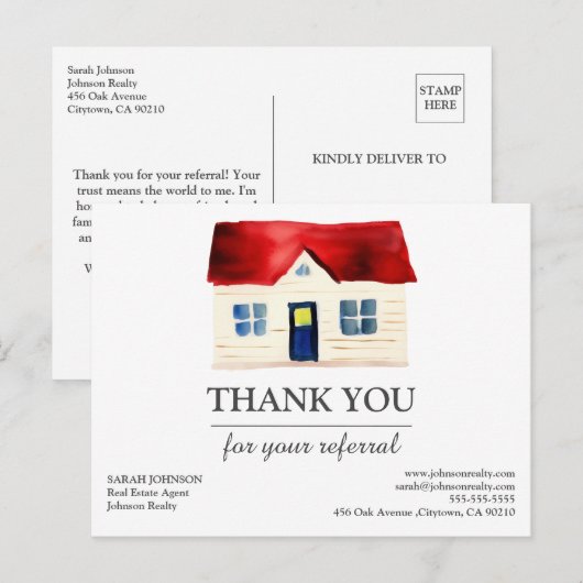 Onroerend goed Bedankt voor de verwijzing Briefkaart (Voorkant / Achterkant)