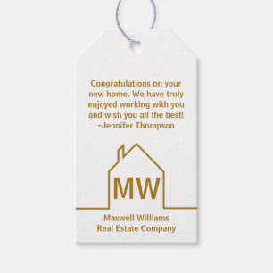 Onroerend goed Bedrijf Gefeliciteerd Chic Gold Cadeaulabel