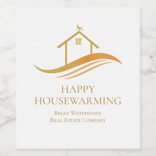 Onroerend goed bedrijf Gold Huiselijk Feestje Wijn Etiket (Enkel label)