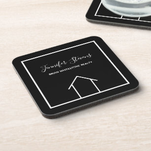 Onroerend goed bedrijf Modern Black Custom Bier Onderzetter