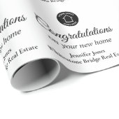 Onroerend goed Bedrijfslogo Zwart Wit Cadeaupapier (Rol Hoek)