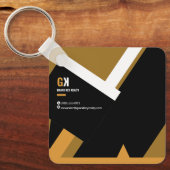 Onroerend goed | Black & Gold Realtor Personeelson Sleutelhanger (Voorkant)