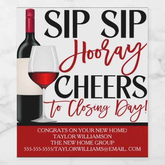 Onroerend goed die Wijnfles Sticker, slok sluiten Wijn Etiket (Enkel label)