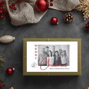 Onroerend goed Foto & Logo Kerstcadeaulabel Rechthoekige Sticker