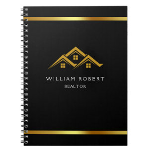 Onroerend Goed Golden House Logo Moderne Makelaar Notitieboek