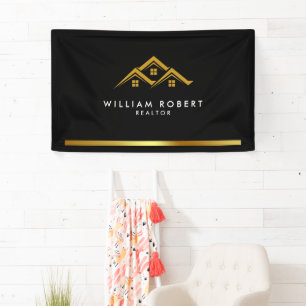 Onroerend Goed Golden House Logo Moderne Makelaar Spandoek
