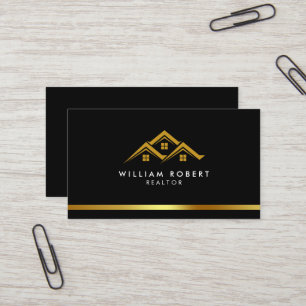 Onroerend Goed Golden House Logo Moderne Makelaar Visitekaartje