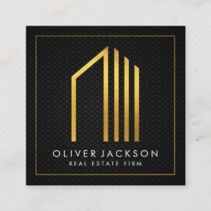 Onroerend goed Goud Lux Executive Zwart gaas Vierkante Visitekaartje