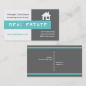 Onroerend goed grijs, wit, aqua in het oog springe visitekaartje (Voorkant / Achterkant)