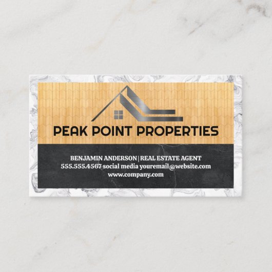 Onroerend goed Home Logo | Houtmarmer Visitekaartje (Voorkant)