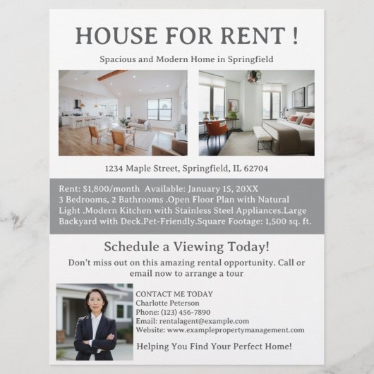 Onroerend goed huis te huur flyer (Voorkant)