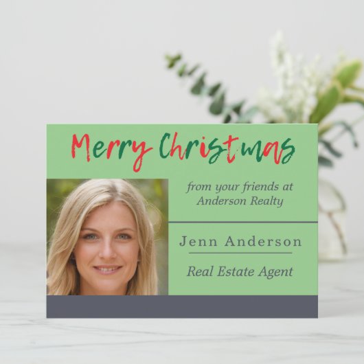 Onroerend goed Kerstmis Groet Feestdagenkaart (Staand voorkant)