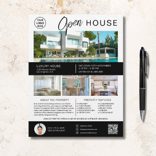 Onroerend goed Open huis Modern Script Logo Flyer