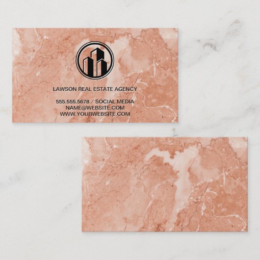 Onroerend goed | Oranje marmer | Klassieke slachti Afsprakenkaartje (Voorkant / Achterkant)