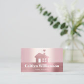 Onroerend goed Roze Goud Folie Foto Agent Huis Visitekaartje (Staand voorkant)