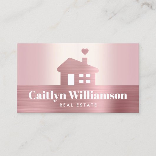 Onroerend goed Roze Goud Folie Foto Agent Huis Visitekaartje (Voorkant)