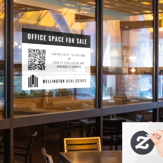 Onroerend goed te koop QR Code Zwart Wit Raamsticker (Restaurant Raam)