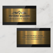 onroerende goederen | goudmetallisch | zwarte glan visitekaartje (Voorkant / Achterkant)