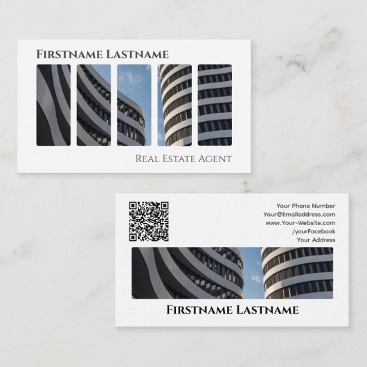 Onroerende makelaar QR-code moderne kantoor Visitekaartje (Voorkant / Achterkant)