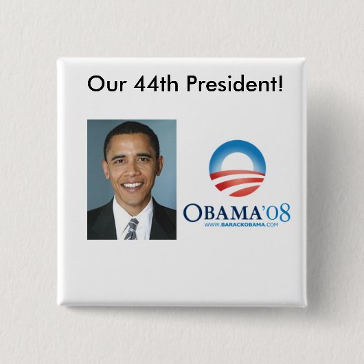 Ons 44e president vierkante button 5,1 cm (Voorkant)