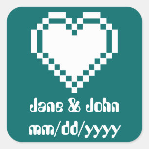 Ons 8-bits hart in Blauwgroen sticker