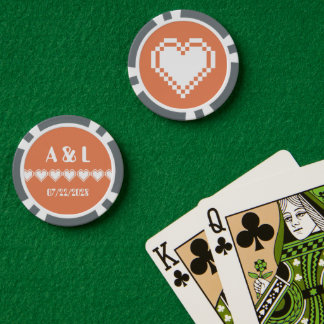 Ons 8-bits hart in koraal poker chips