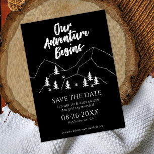 Ons avontuur begint Bos bruiloft Save the Date Kaart