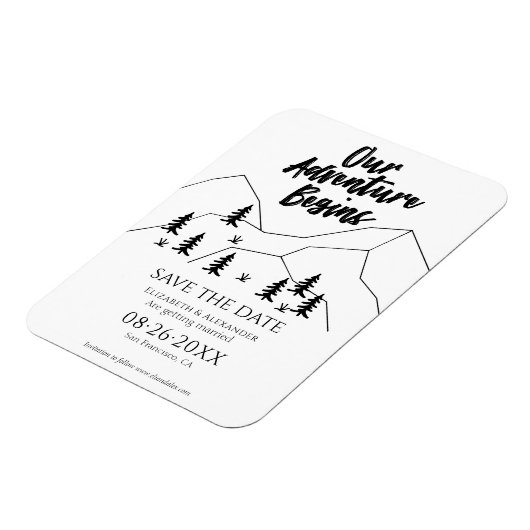 Ons avontuur begint Bos bruiloft Save the Date Magneet (Linkerzijde)