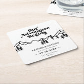 Ons Avontuur Begint Buiten Trouwen Bewaar De Datum Vierkante Kartonnen Onderzetter (Schuin)