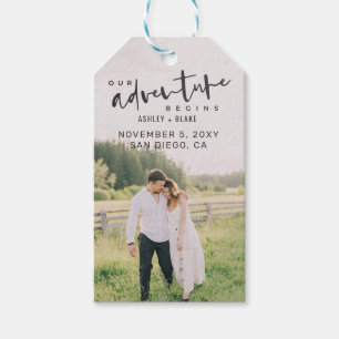 Ons avontuur begint de Foto van het Manuscript spa Cadeaulabel