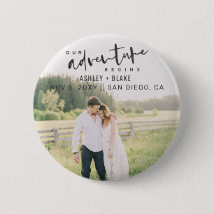 Ons avontuur begint de Foto van het Manuscript spa Ronde Button 5,7 Cm