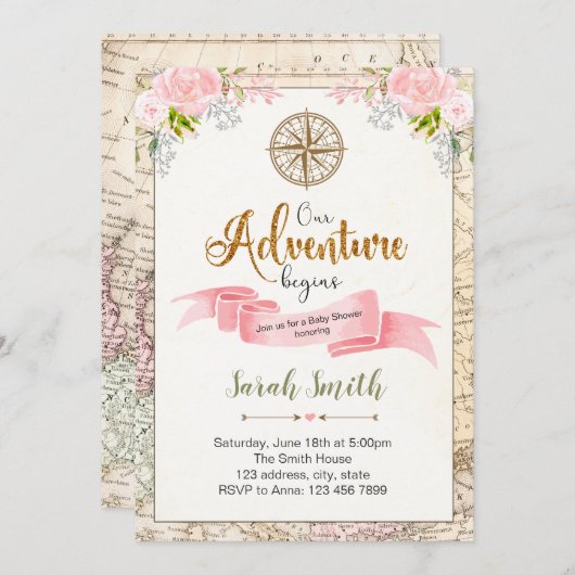 Ons avontuur begint met de uitnodiging (Voorkant / Achterkant)