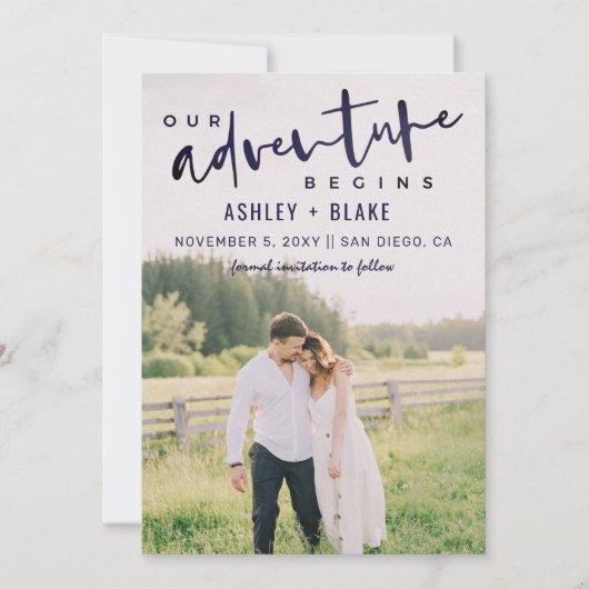 Ons avontuur begint met Foto opslaan Datum Aankondiging (Voorkant)