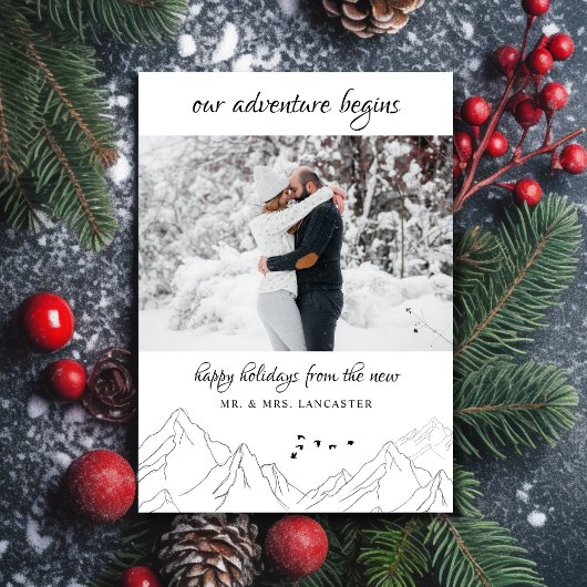 Ons avontuur begint met Pas getrouwd Foto Feestdagenkaart