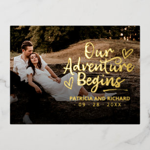 Ons avontuur begint te trouwen en bespaart de datu folie feestdagen briefkaart