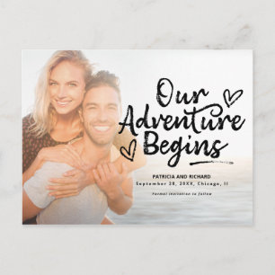 Ons Avontuur Begint Trouw Save The Date Foto Briefkaart