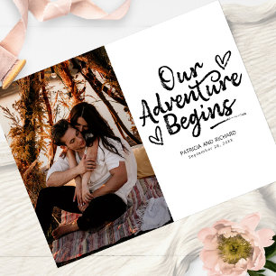 Ons Avontuur Begint Trouw Save The Date Foto Briefkaart
