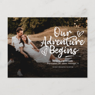 Ons Avontuur Begint Trouw Save The Date Foto Briefkaart