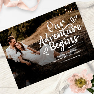 Ons Avontuur Begint Trouw Save The Date Foto Kaart