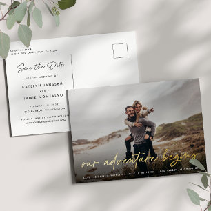 Ons avontuur begint   Volledige foto slaat de datu Folie Uitnodiging Briefkaart