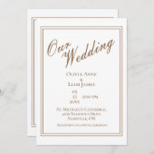 Ons bruiloft van de Witte Modern Elegant Wedding Kaart (Voorkant / Achterkant)