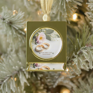 Ons eerste Eid Together Banner Ornament Verguld Banner Ornament