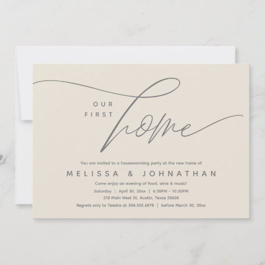 Ons eerste huis, gezellig mooi housewarming party kaart (Voorkant)