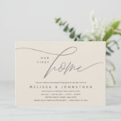 Ons eerste huis, gezellig mooi housewarming party kaart (Staand voorkant)