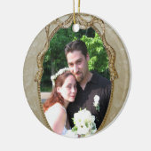 Ons eerste kerst nieuw getrouwd ornament met foto (Links)