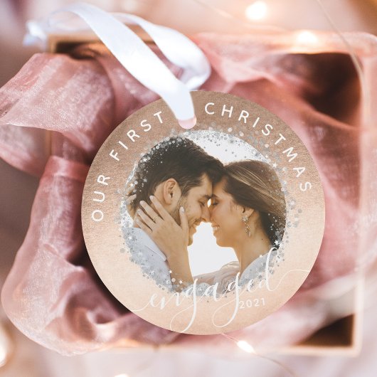 Ons eerste kerstcadeauscript Gold Two-foto Ornament