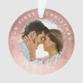 Ons eerste kerstcadeauscript Roos Gold Photo Ornament (voorkant)