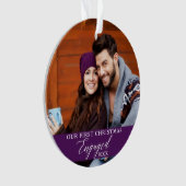 Ons eerste kerstcadeautje met foto Paars Ornament (voorkant)
